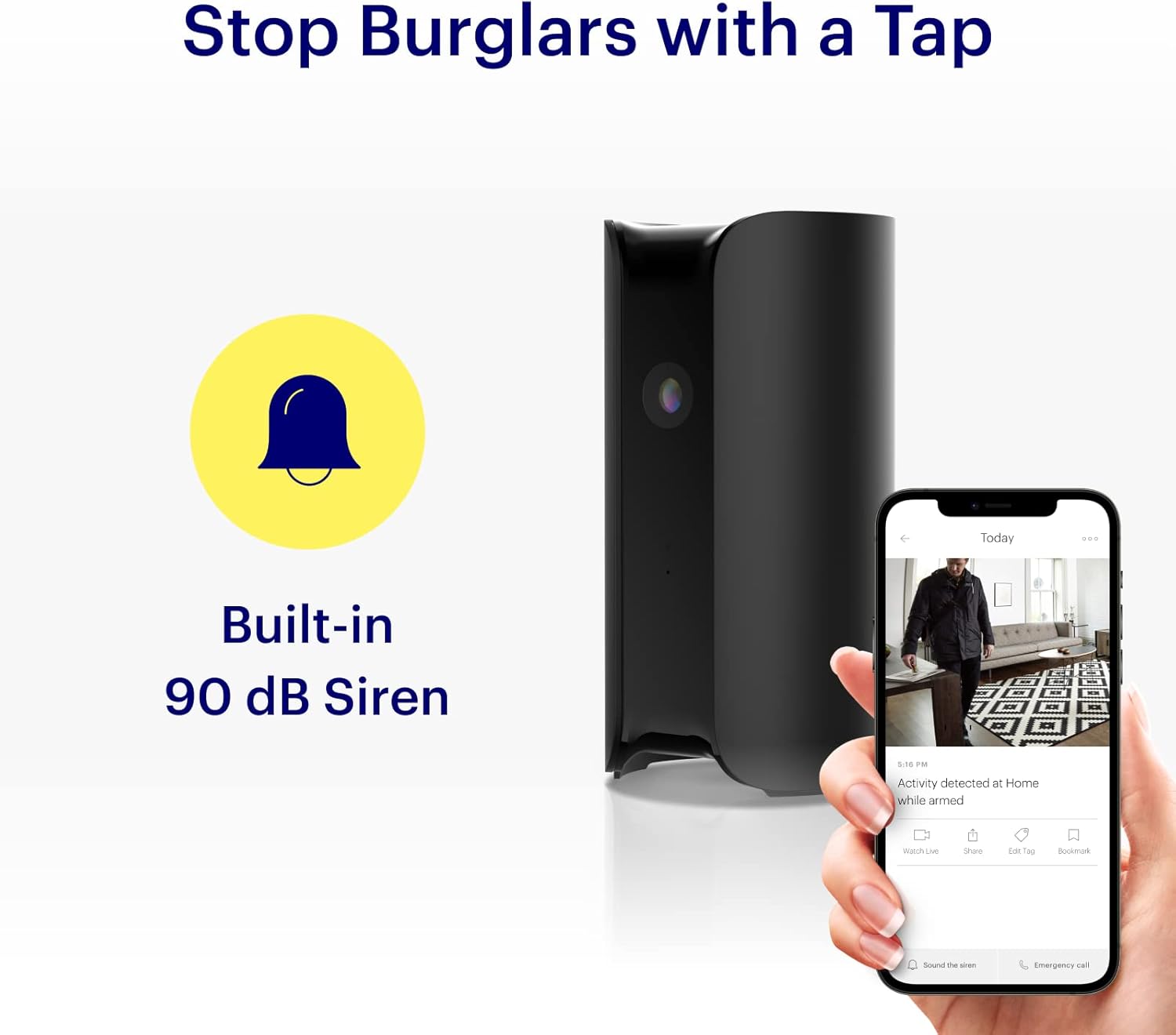 Indoor 1080p HD Security Camera with Built-in Siren and Climate Monitor - Black, single Z8601