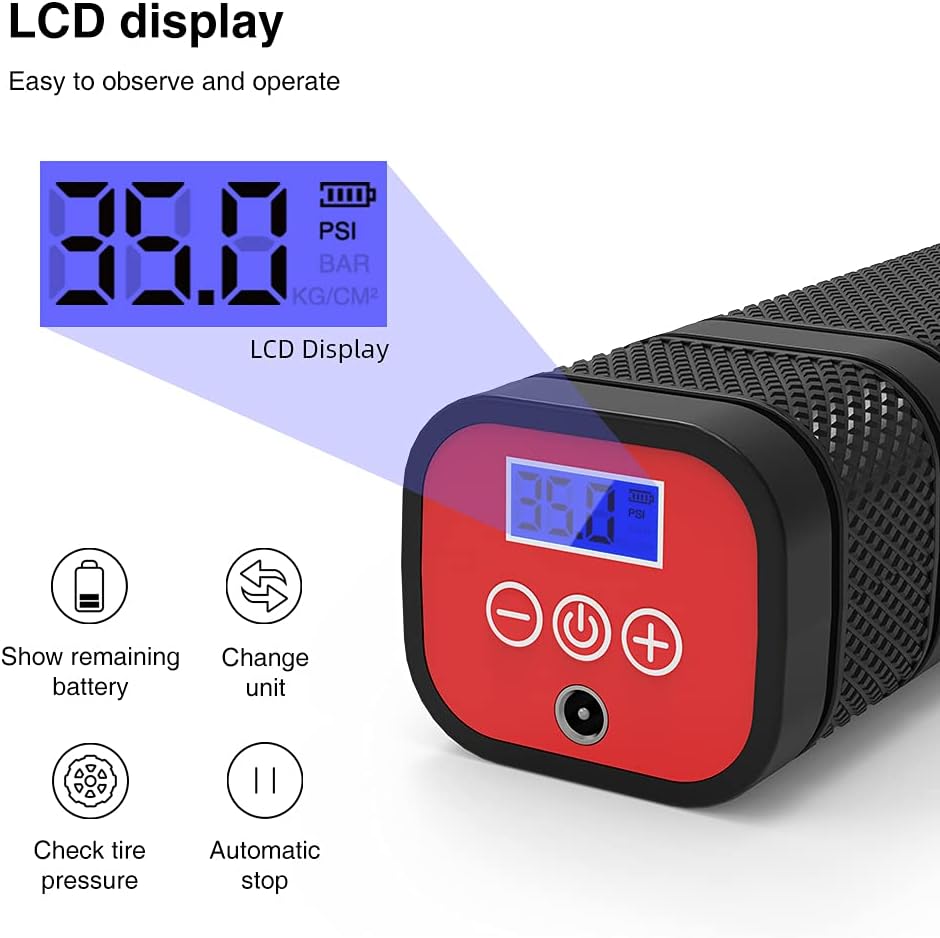Tire Inflator Portable Air Compressor, 12V DC, 2000 * 3 mAh, 120 PSI, LED Light, Pack of 2 W4570
