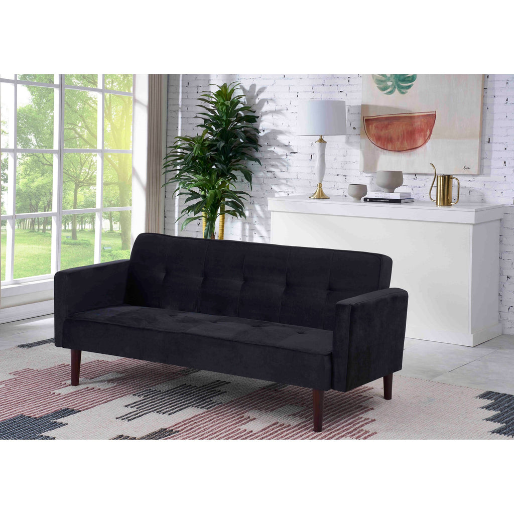 Black Tufted Velvet Sofa Bed H297161
