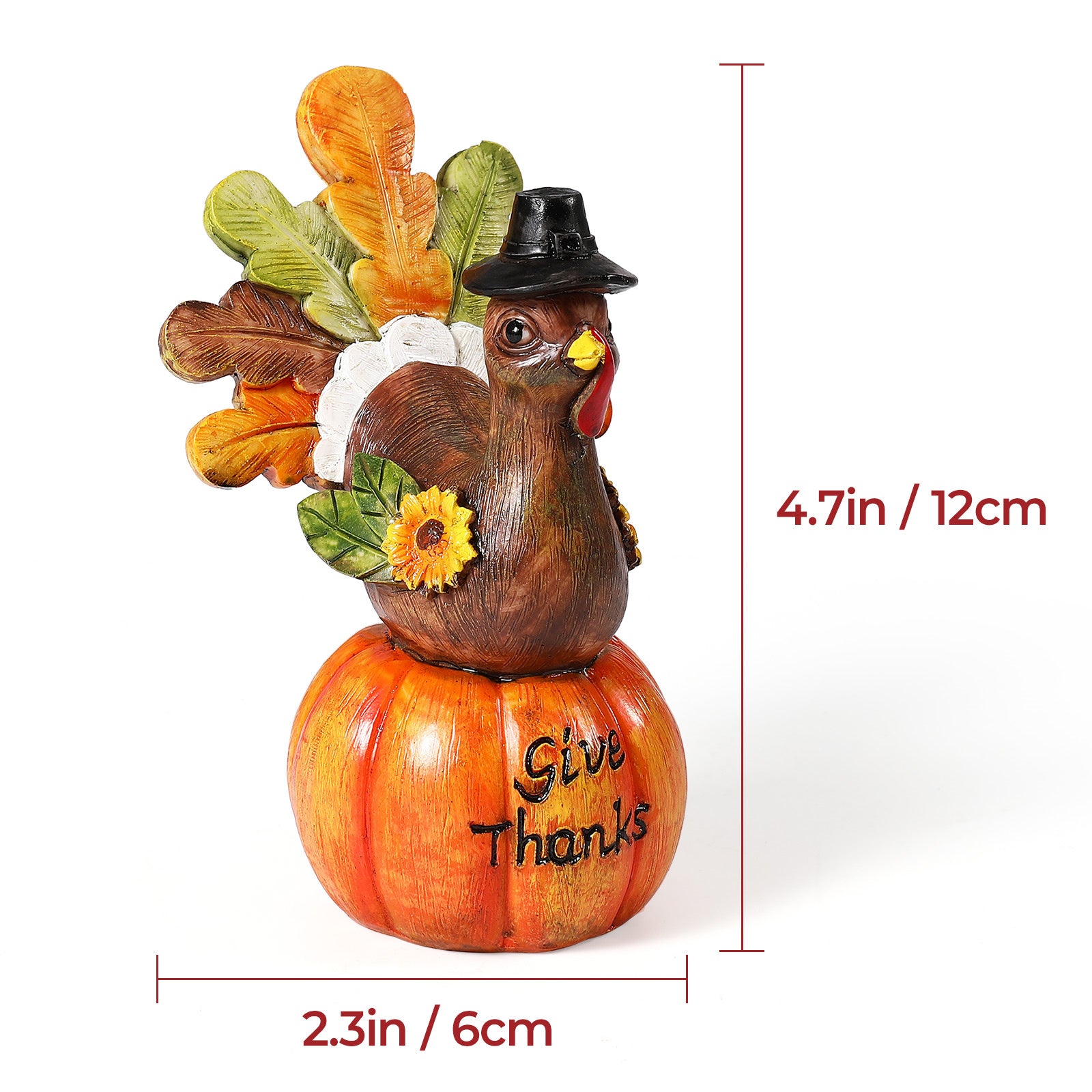 Hand-Painted Turkey Pumpkin Centerpiece Table Decoration with Artificial Maple Leaves F76885