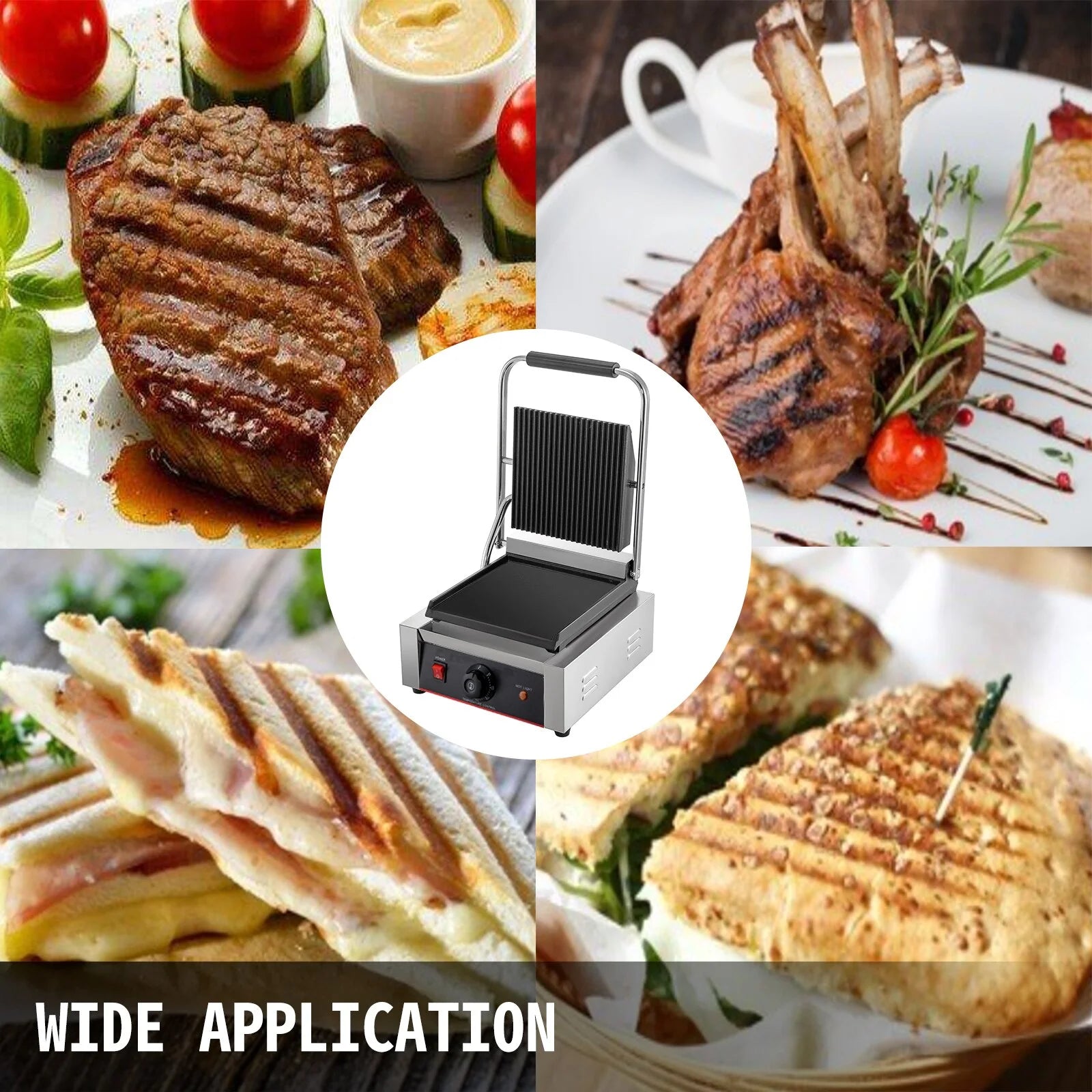 Non-Stick Electric Contact Grill Griddle Panini Press R130370