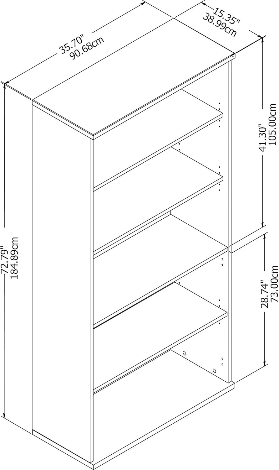 White 5 Shelf Bookcase U86563