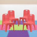 4 Pack Red Plastic Stackable School Chair with Carrying Handle, 11'' Seat Height A902