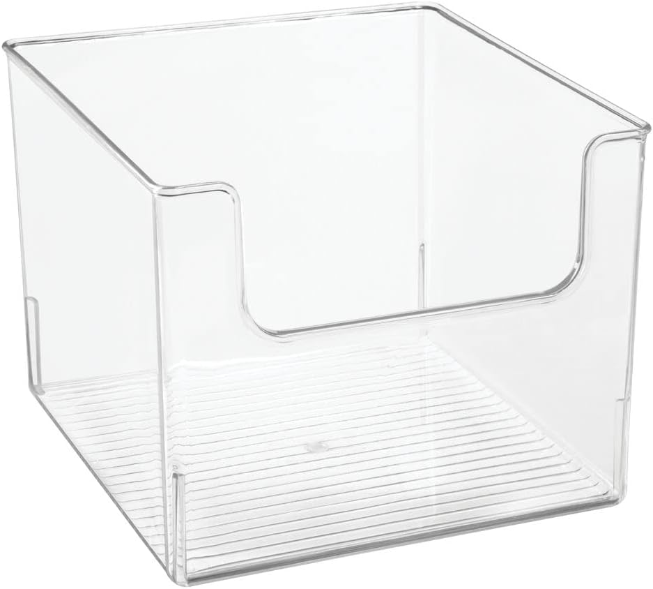 Clear Plastic Open Front Storage Organizer Basket Bin, 8 Pack B513