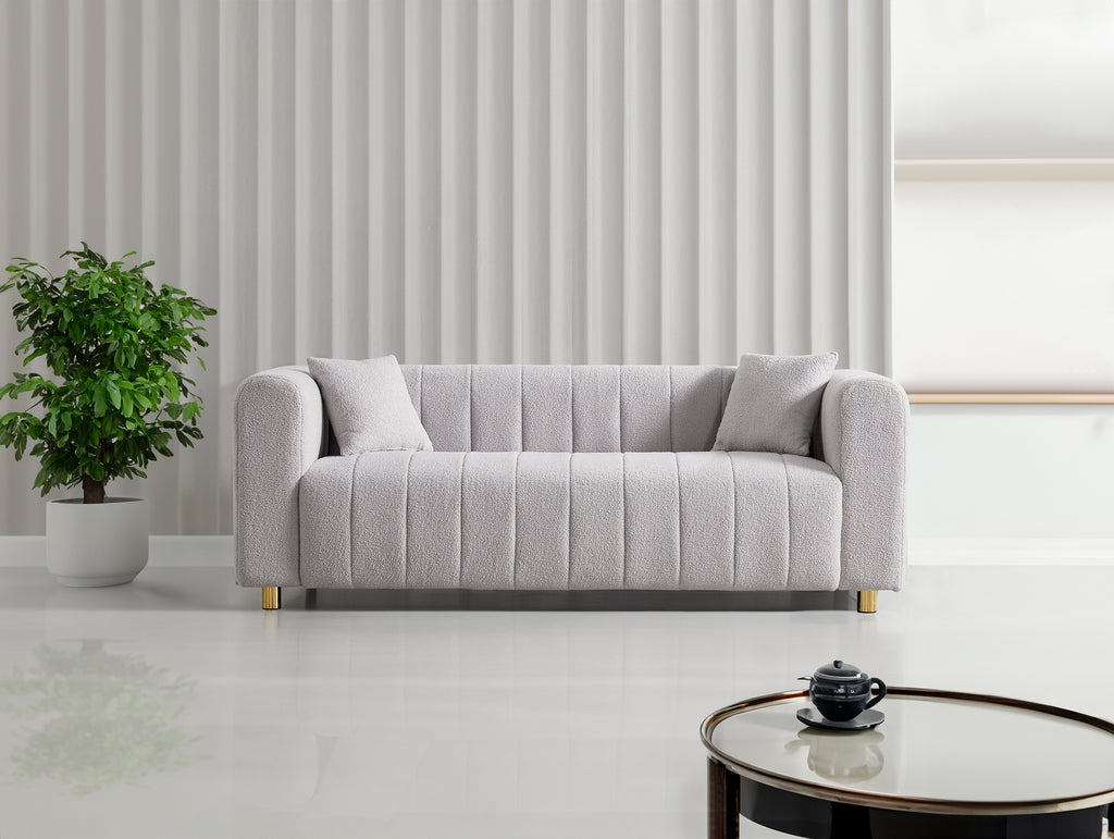 81.89" Teddy Large Modern 3 Seater Upholstered Sofa with Gold Metal Legs E5867