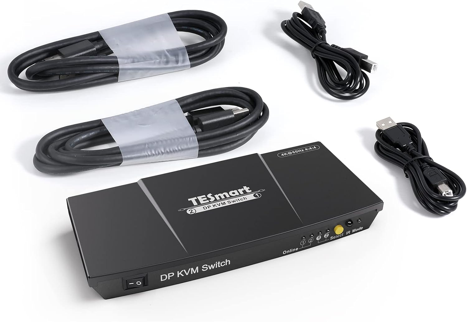 2 Port DisplayPort 4K@60Hz KVM Switcher with 2 Pcs 5ft KVM Cables and DP Cables F35227