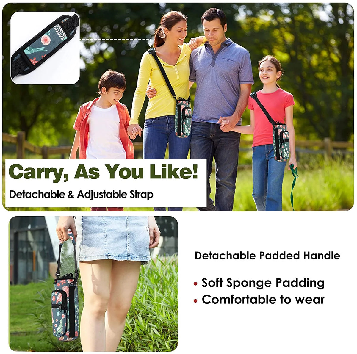 Neoprene Water Bottle Carrier Bag with Adjustable Shoulder Strap M910