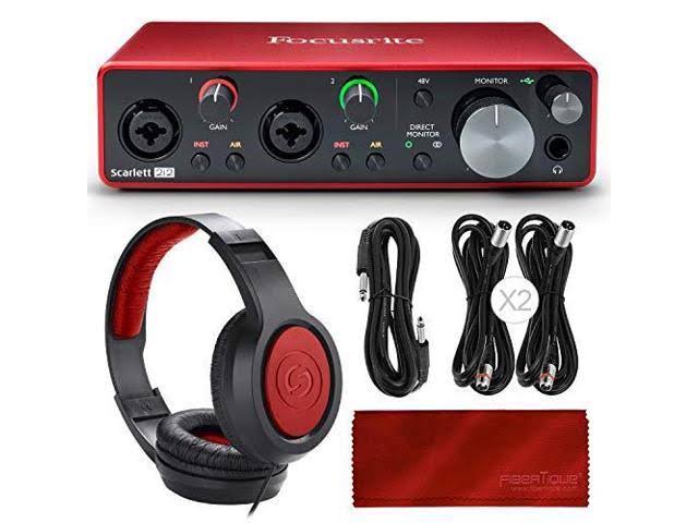 Focusrite Scarlett 2i2 2-in 2-OUT USB Recording Audio Interface (3rd Generation) + Samson SR360 Over-Ear Dynamic Headphones D84997