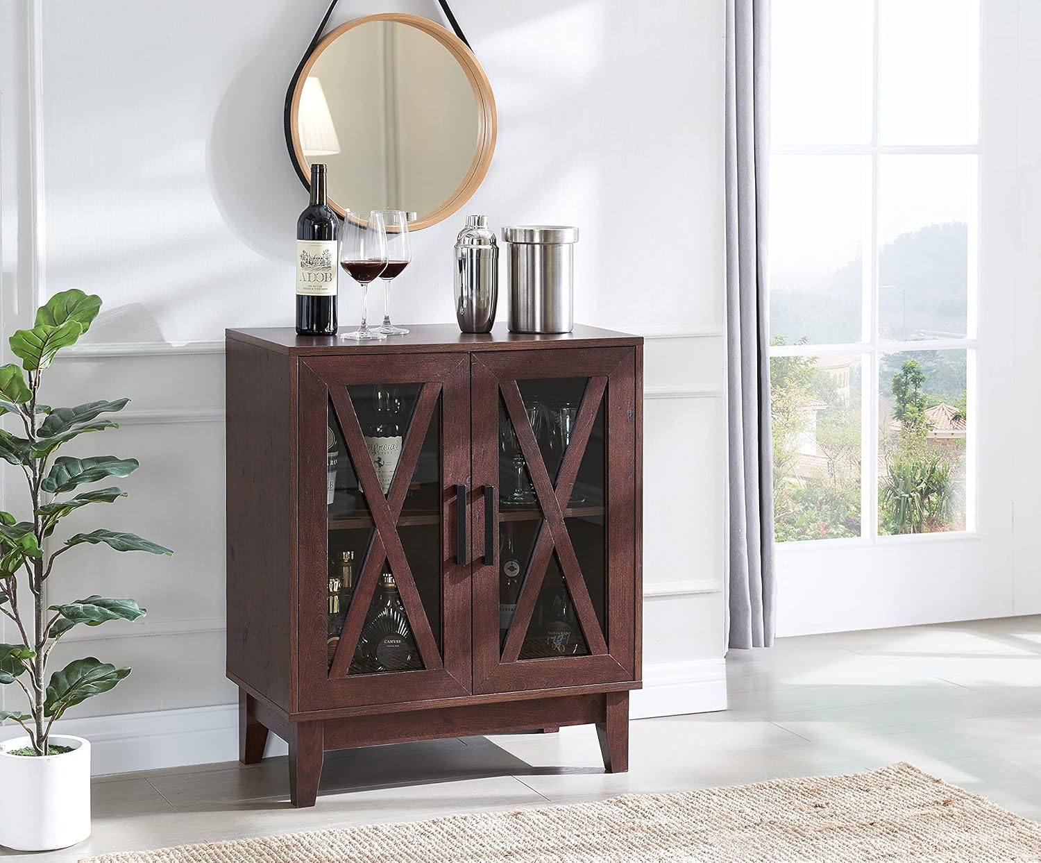Small Cabinet Sideboard with Glass Doors in Mahogany Q9993