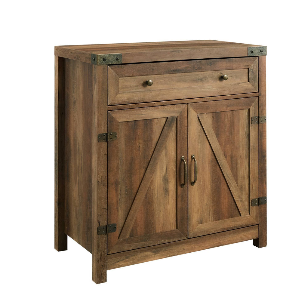 Rustic Farmhouse Barn Door Accent Cabinet Brown Q11611