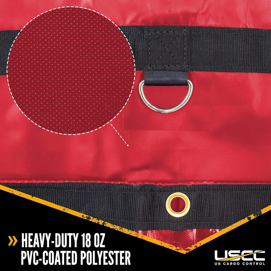 Red 18 Ounce PVC-Coated Polyester Flatbed Tarp O18094