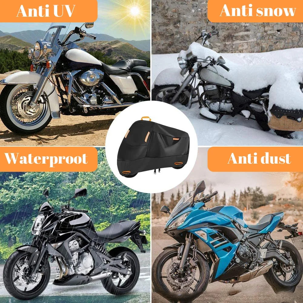 300D Waterproof Motorcycle Cover with 4 Reflective Strips Storage Bag (XXL) K325800