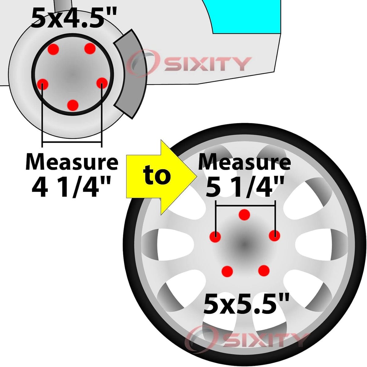2pc 1.25" Thick 5x4.5" to 5x5.5" Wheel Adapters Q945