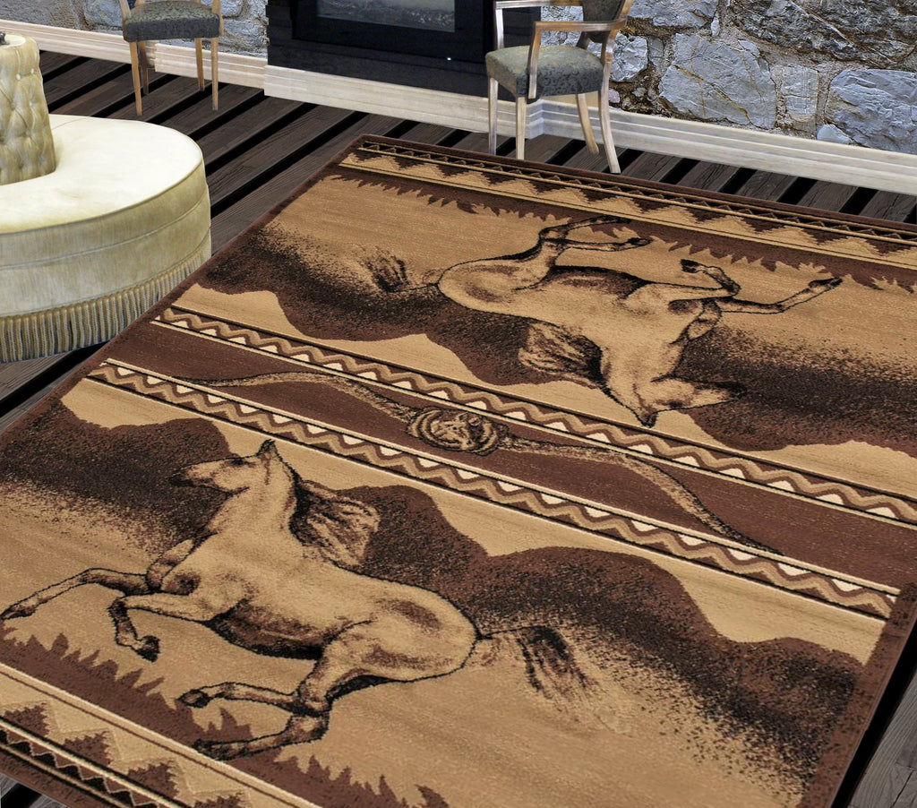 Chocolate/Beige Cabin Area Rug W224872