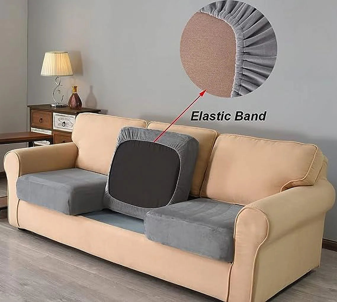 5 Pieces Stretch Sofa Slipcover with Individual Backrest and Cushion Covers (Light Grey, 2 Seat) O536