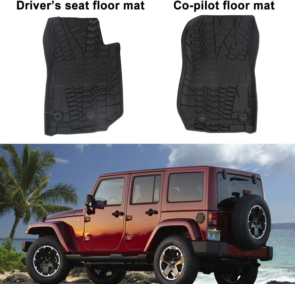Black Front Row TPE Floor Mat Set for 2014-2018 Jeep Wrangler JK JKU W554