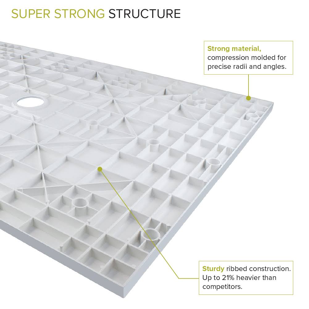 White 63-in Shower Base with Center Drain C932
