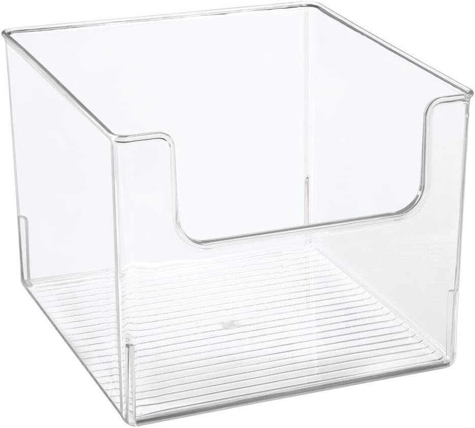 Clear Plastic Open Front Storage Organizer Basket Bin, 8 Pack B513