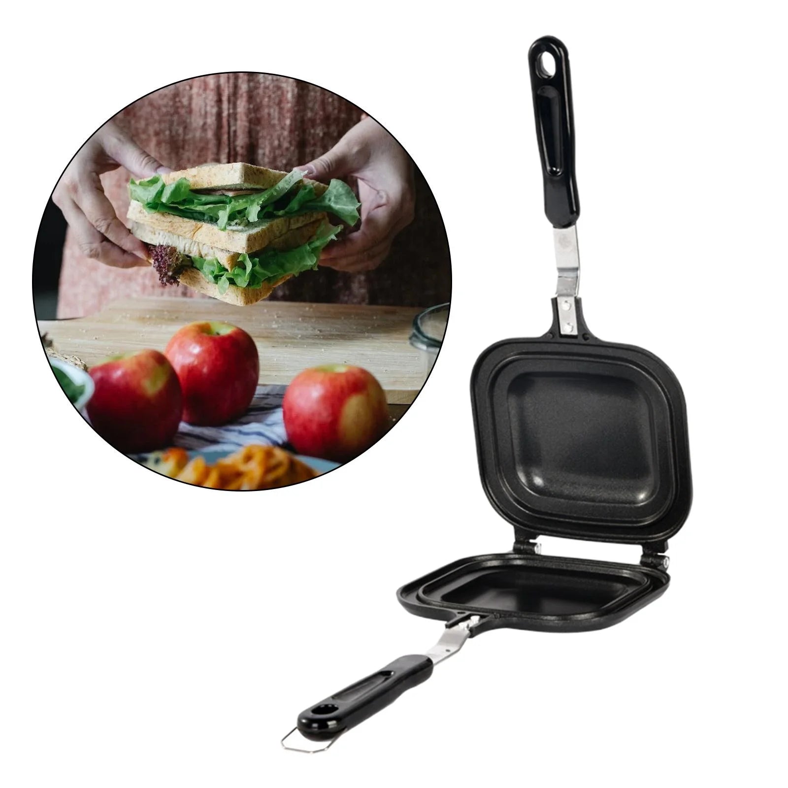 Double Sided Non Stick Bread Toast Maker Pan with Heat Resistant Handles P2952