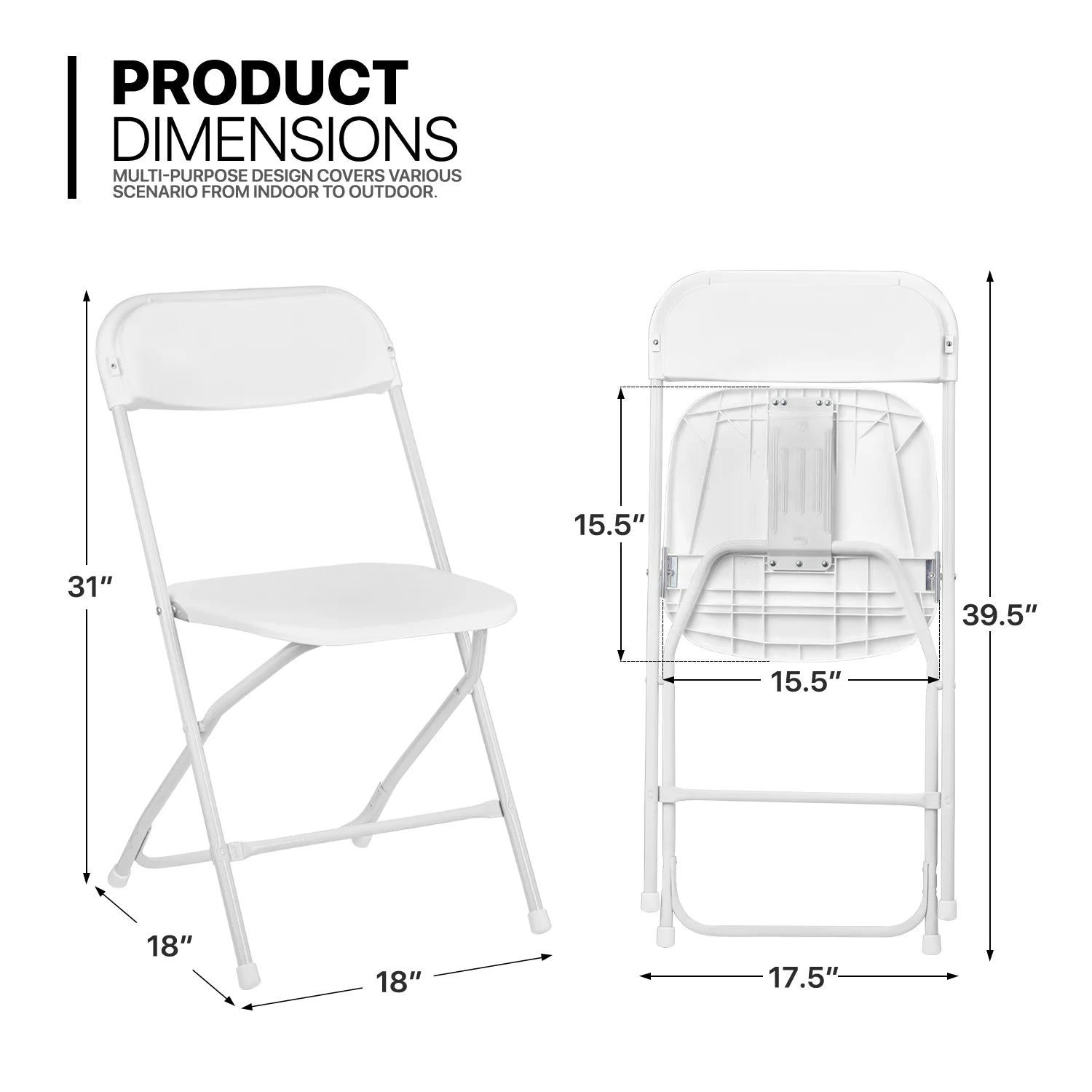 11-Piece White Folding Dining Table and Chairs Set G8323