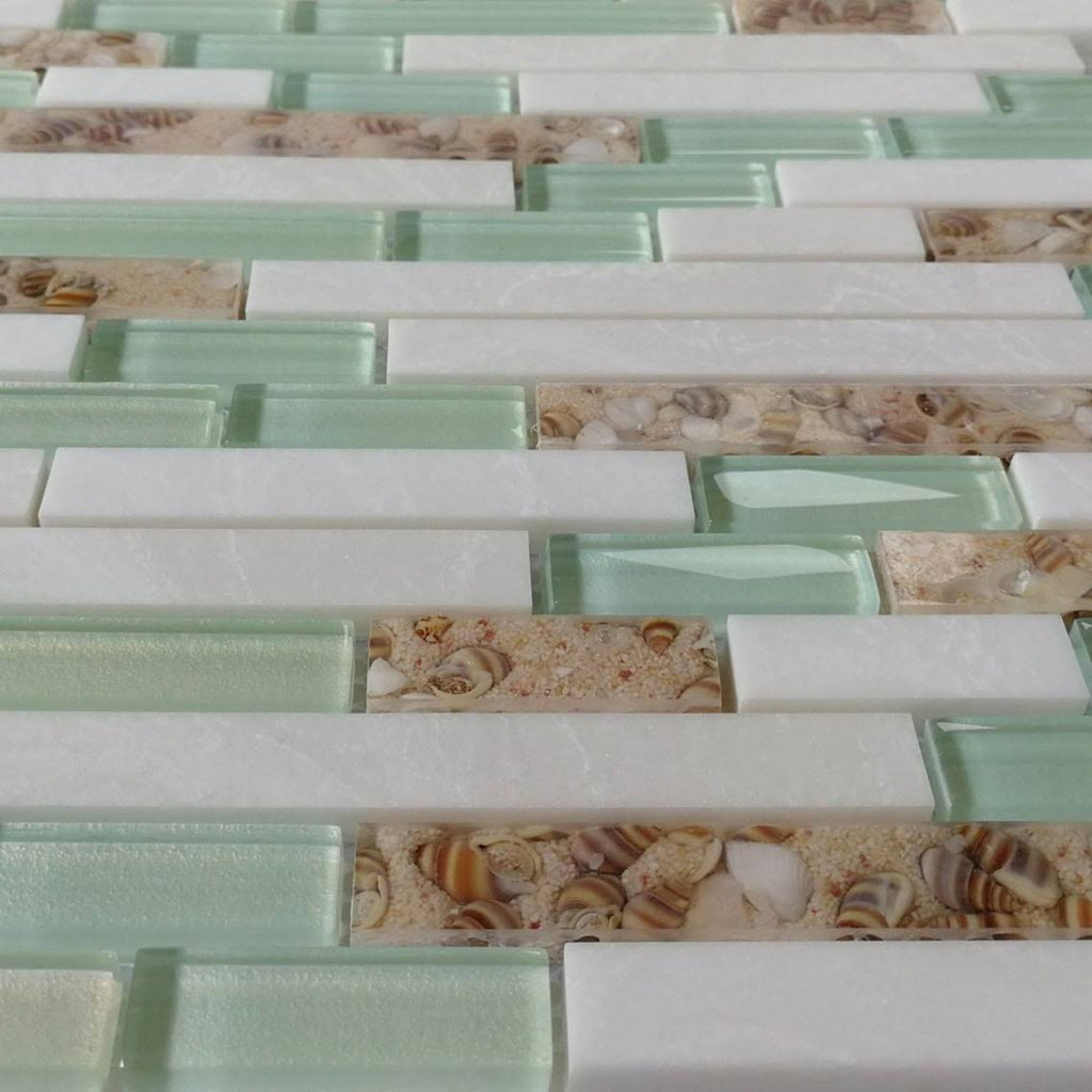 White Seashell Mosaic Tile J649