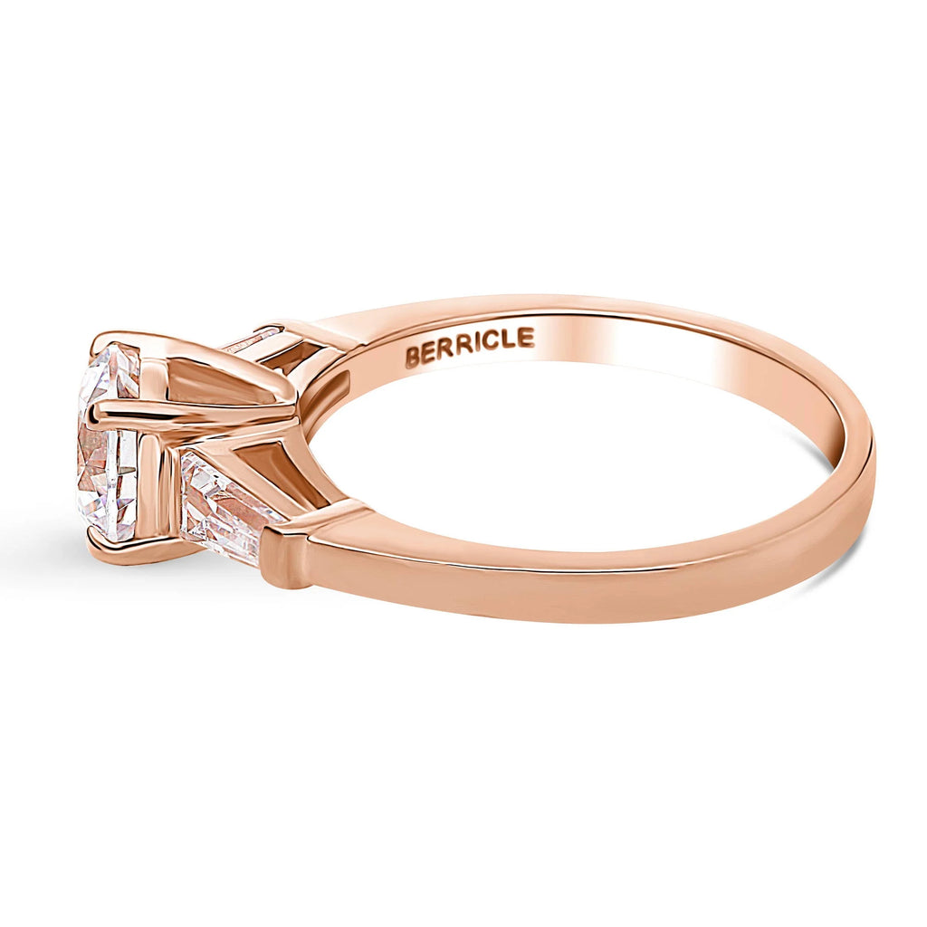 Rose Gold Plated Sterling Silver Solitaire Ring W9219