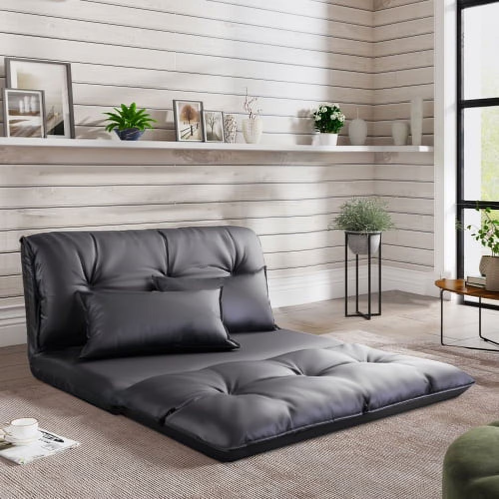 Adjustable Folding Futon Sofa with Two Pillows C233487