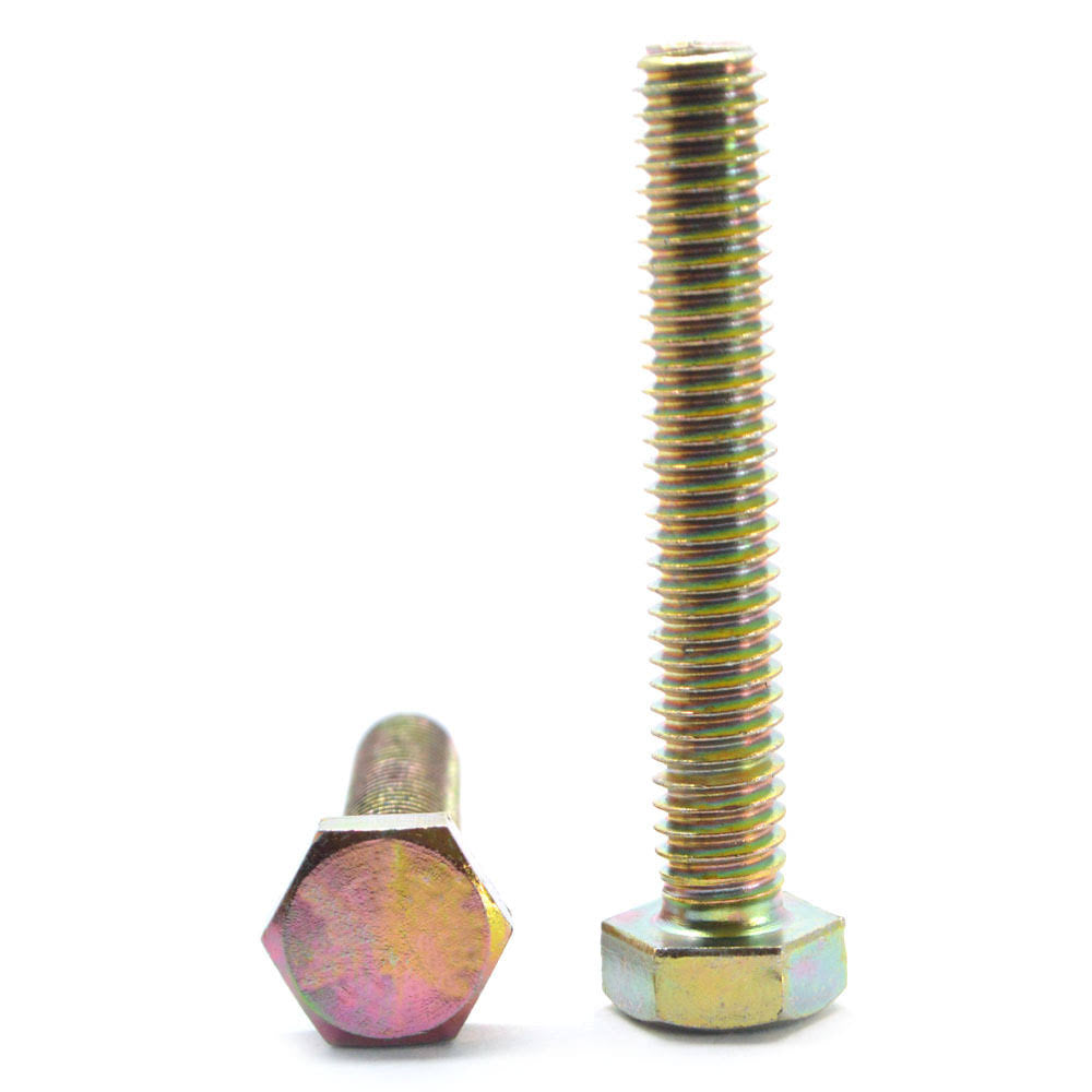0.38-16 x 9.5 Coarse Threaded Grade 8 Hex Tap Bolt, Alloy Steel - Yellow Zinc Plated - 100 Piece W9182