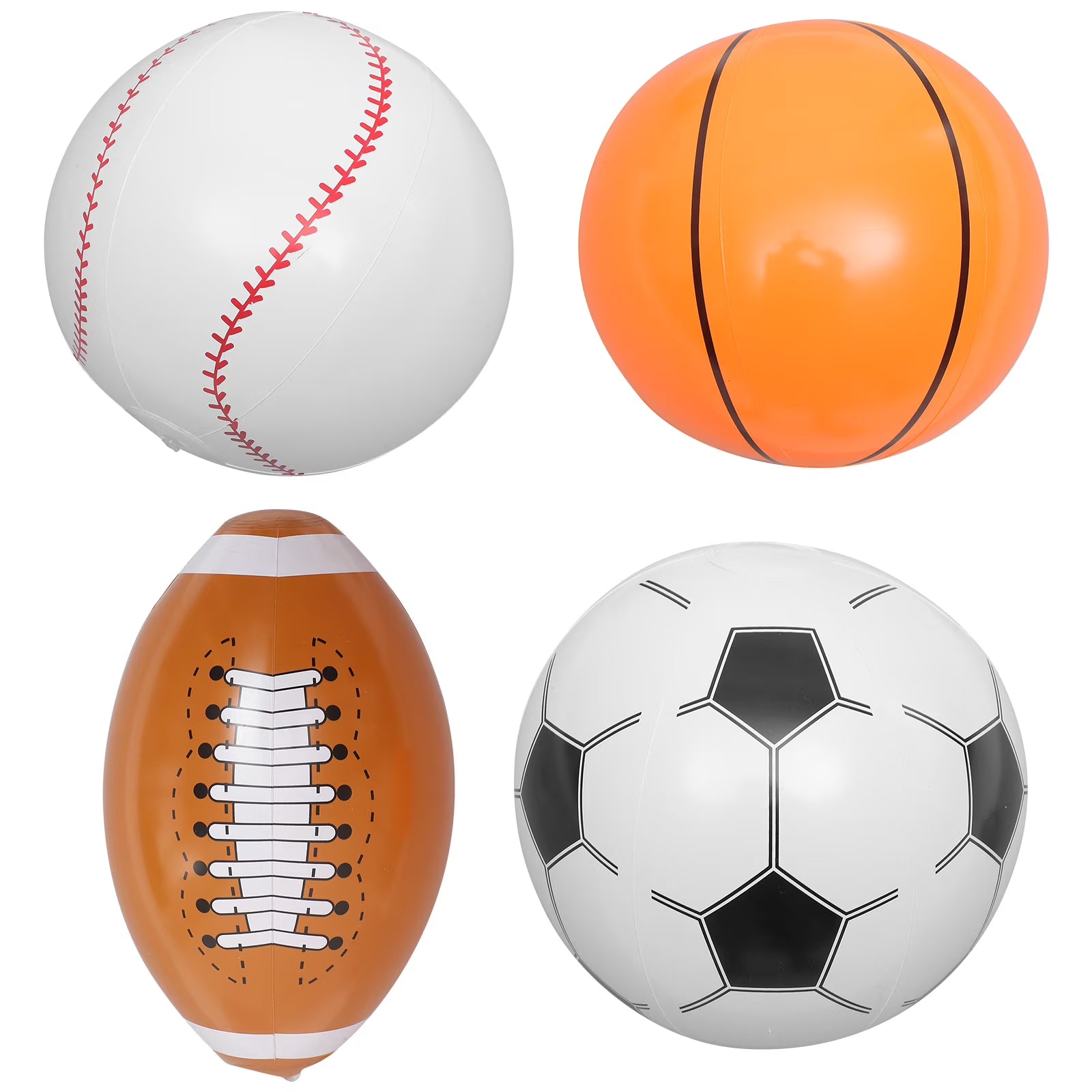 Inflatable Ball 4pcs Beach Ball Soccer Basketball Baseball S55178