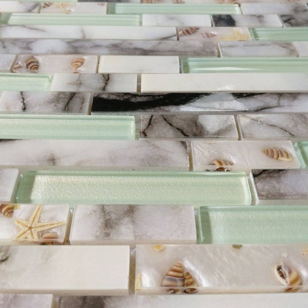 White Seashell Mosaic Tile J649