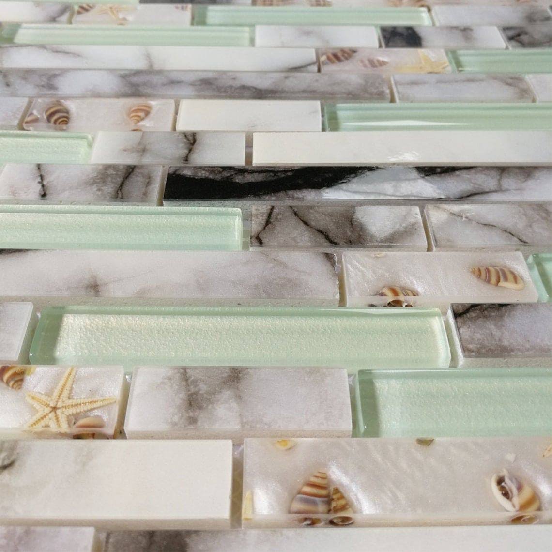 White Seashell Mosaic Tile J649