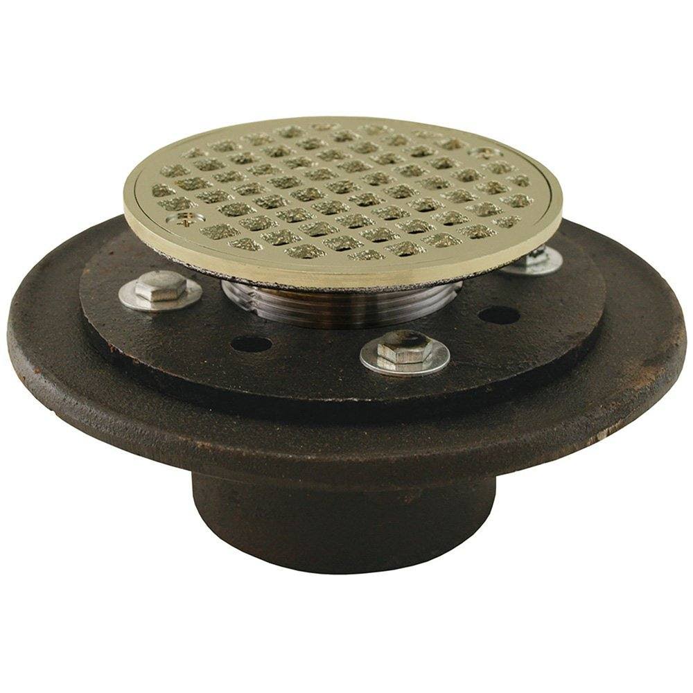Polished Brass Cast Round Shower/Floor Drain with Pan and Strainer N9638