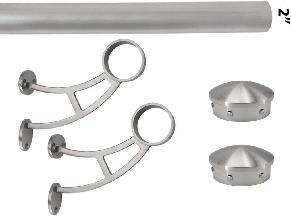 Brushed Stainless Steel Bar Mount Foot Rail Kit W394012