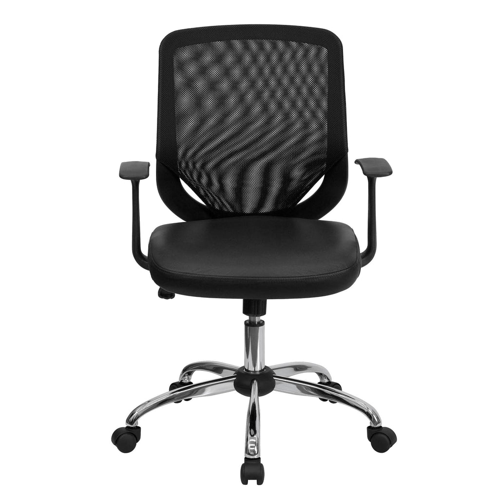Black and Metallic Gray Contemporary Executive Swivel Office Chair Z72142
