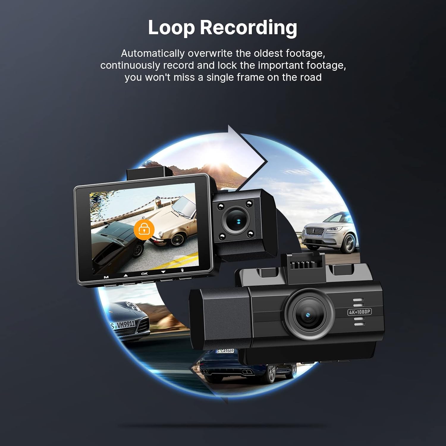 4K 3 Channel Dash Camera with Infrared Night Vision G4291