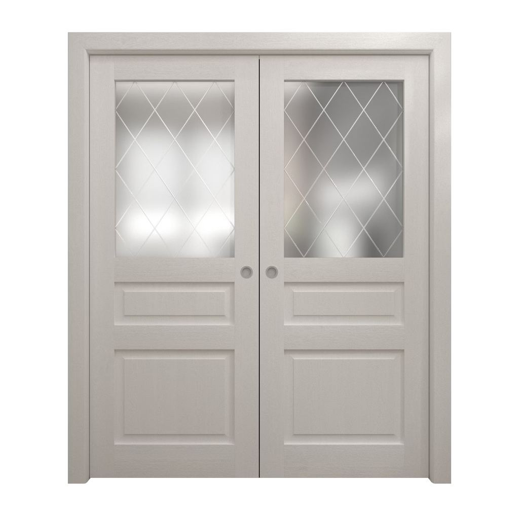 Sliding French Double Pocket Doors 36 x 80 inches Solid Wood Interior Doors X9800