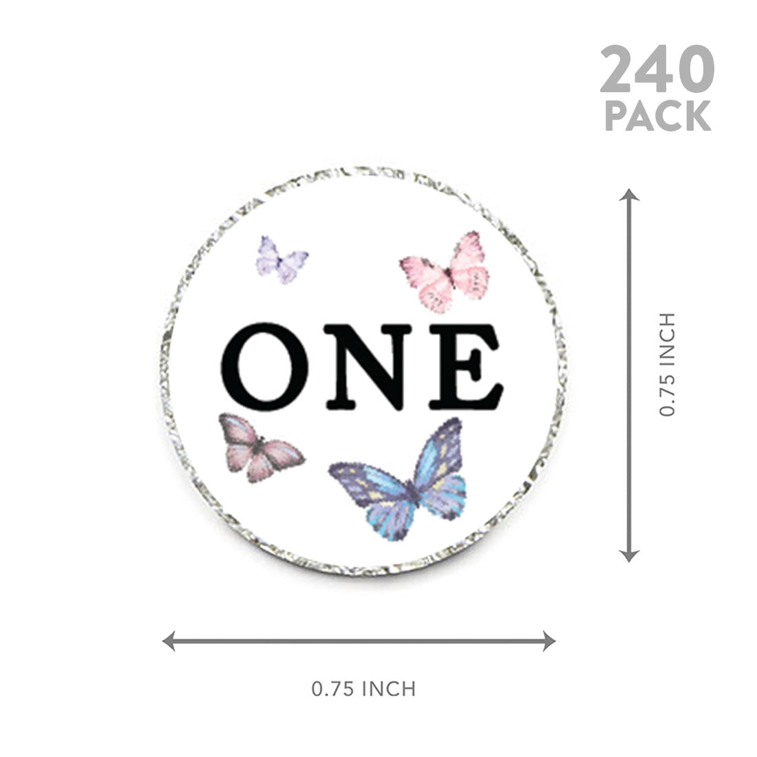 Butterfly Birthday Chocolate Drop Label Stickers, 240-Pk B31910