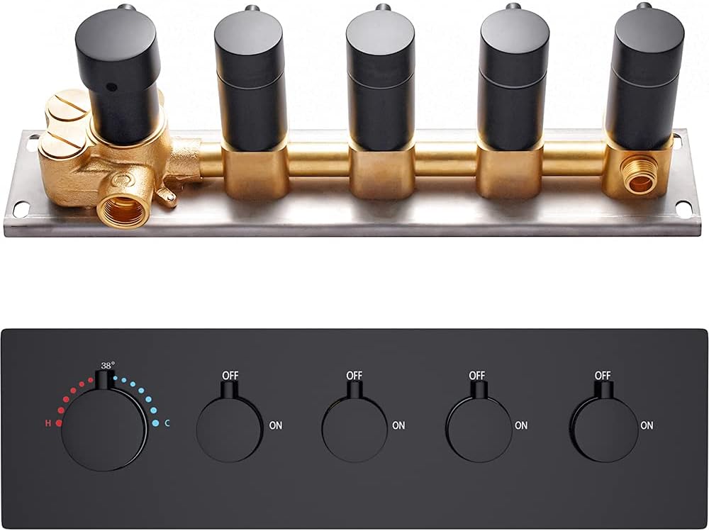Brass Concealed 4-Way Thermostatic Shower Mixer with Round Handles P4685