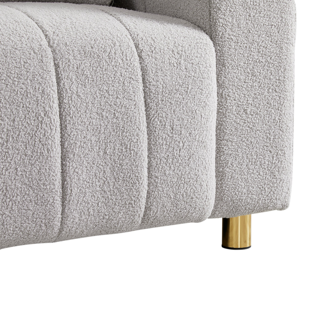 81.89" Teddy Large Modern 3 Seater Upholstered Sofa with Gold Metal Legs E5867