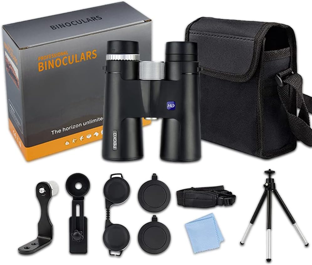12x42 HD Roof Prism Waterproof Binoculars with Tripod Carrying Case Mobile Phone Clip Pack of 2 X25188
