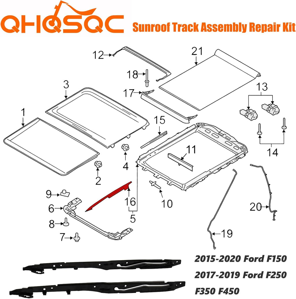 Sunroof Track Assembly Repair Kit Pack of 2 R1579