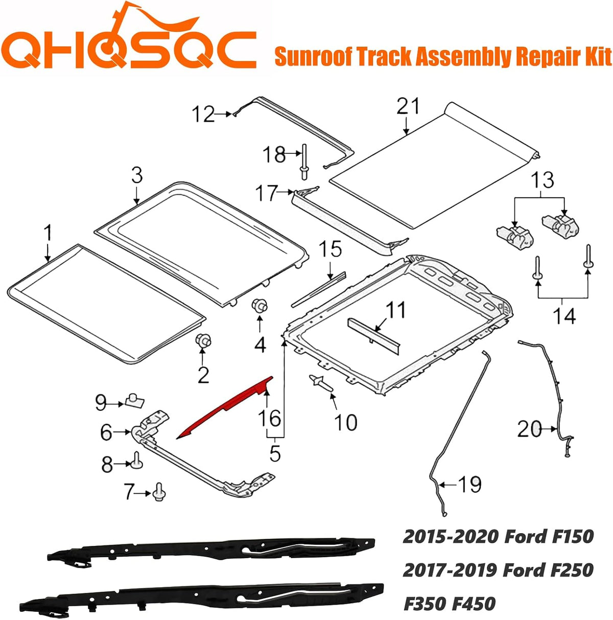 Sunroof Track Assembly Repair Kit Pack of 2 R1579