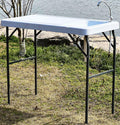 Portable Fish Cleaning Table with Sink & Faucet, Folding Lightweight Adjustable Workbench Q5215