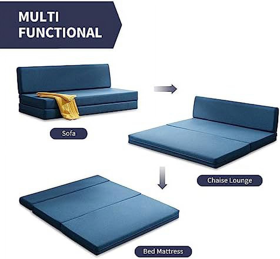 Twin Folding Sofa Couch Bed with Memory Foam Mattress Linen Fabric T8101