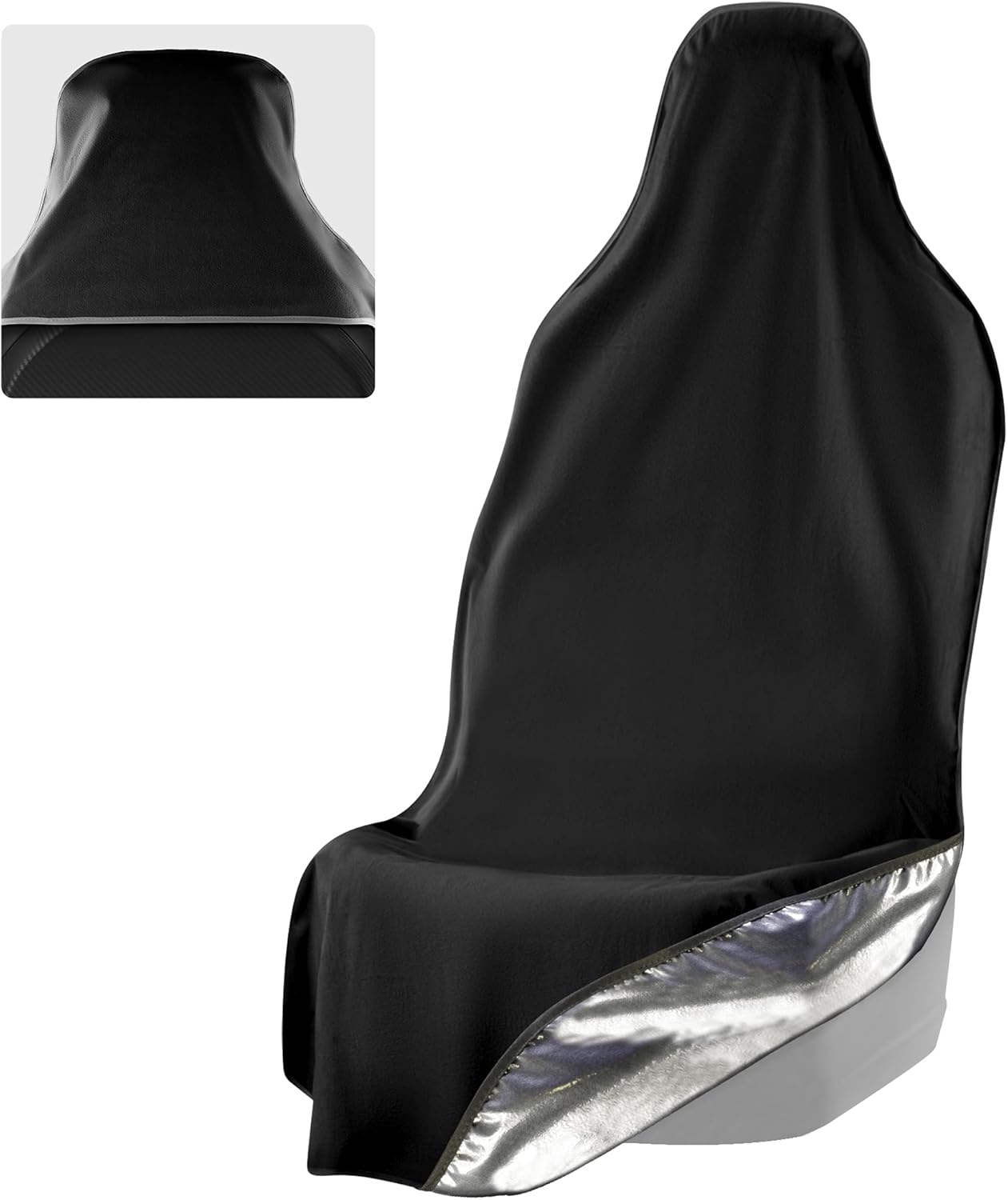 Black Non-Slip Removable Car Seat Cover Pack of 2 K8584