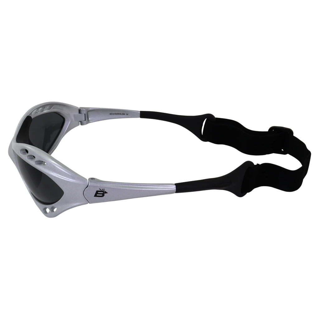 2 Pairs Padded Polarized Sunglasses w/Strap Silver w/Smoke Lens Black w/Pink Mirror Lens H47947