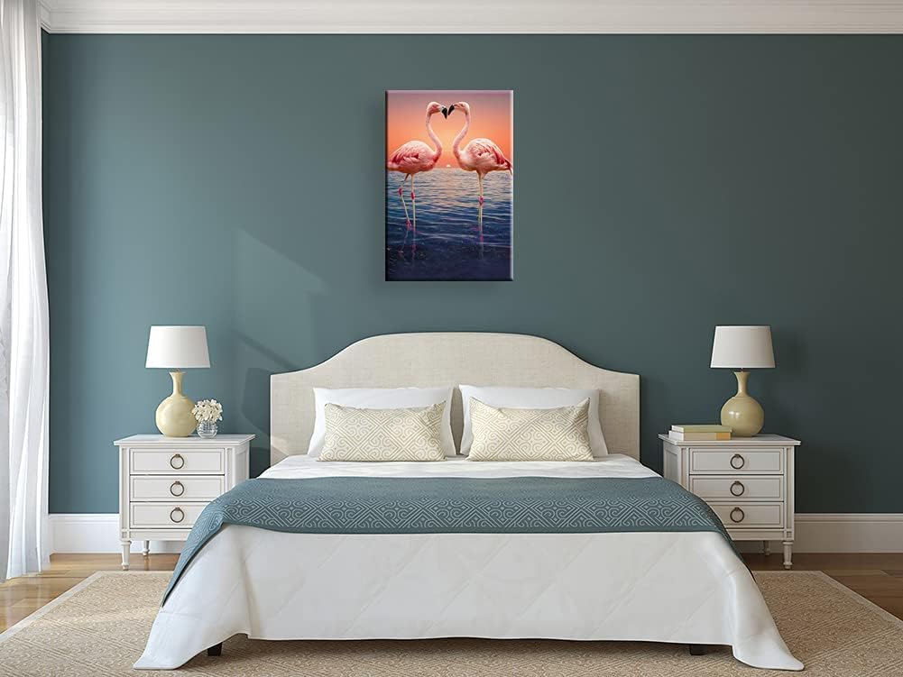 Pink Flamingo Canvas Painting Wall Art H471
