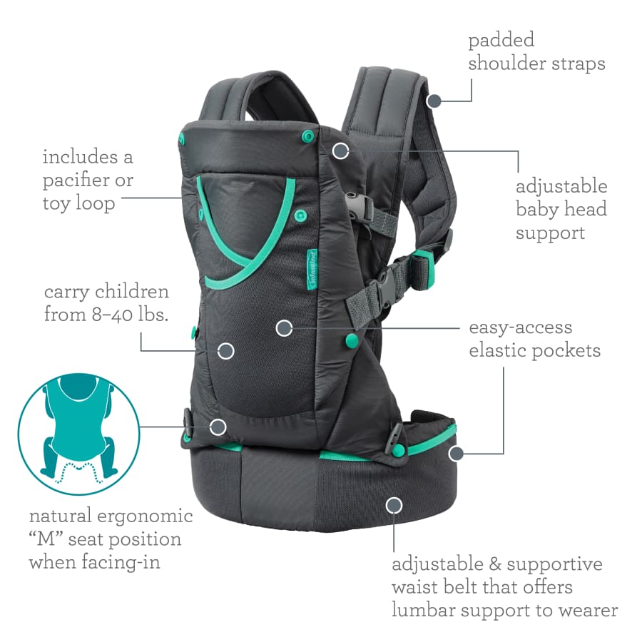 Gray Multi-Pocket Baby Carrier S842