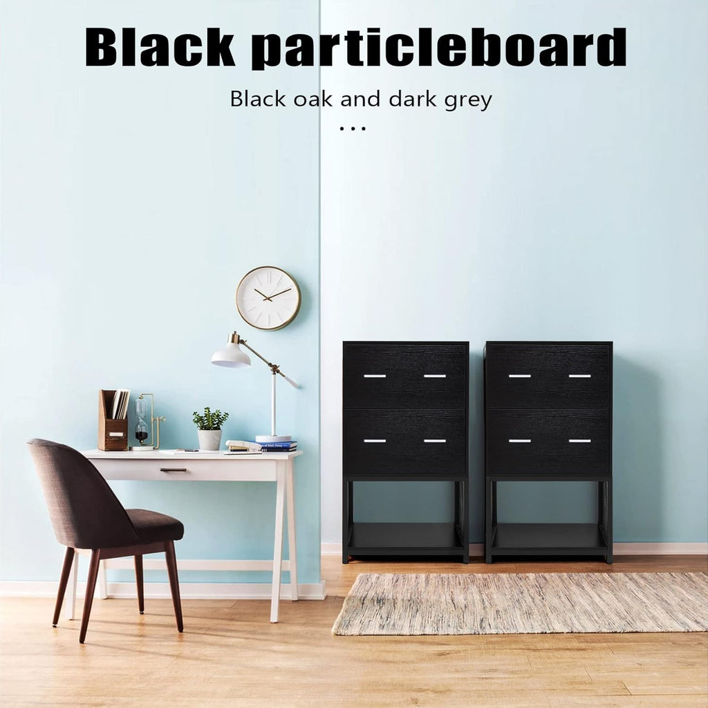 2 Drawer File Cabinet with Metal Wire Storage Shelves S473