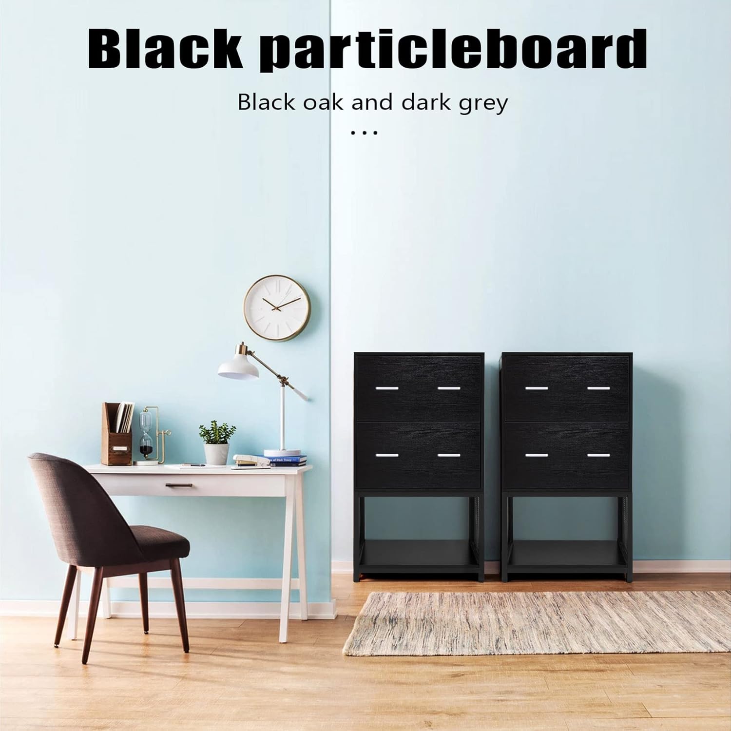 2 Drawer File Cabinet with Metal Wire Storage Shelves S473
